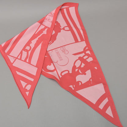 Hermes Pointe Triangle Scarf Ribbon Pink Red Silk — view 5