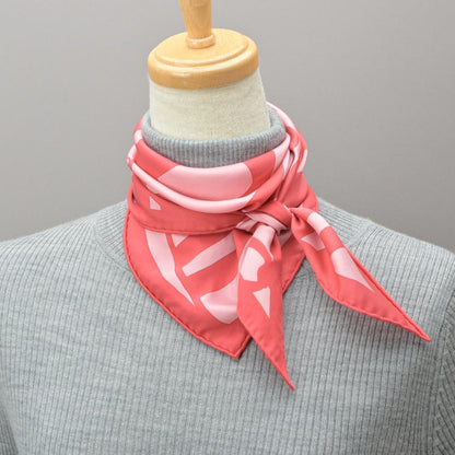 Hermes Pointe Triangle Scarf Ribbon Pink Red Silk — view 7