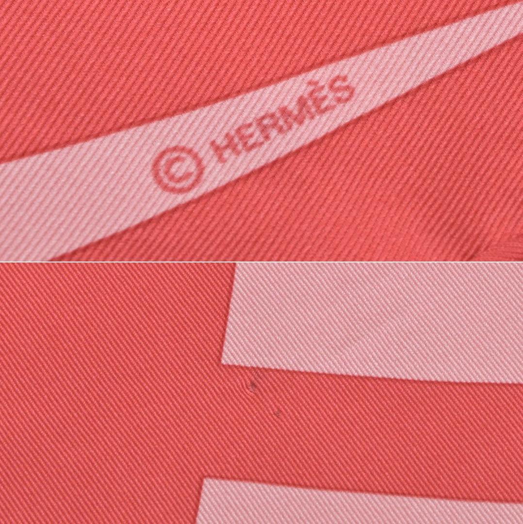 Hermes Pointe Triangle Scarf Ribbon Pink Red Silk — view 8
