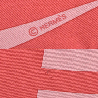 Hermes Pointe Triangle Scarf Ribbon Pink Red Silk — view 8