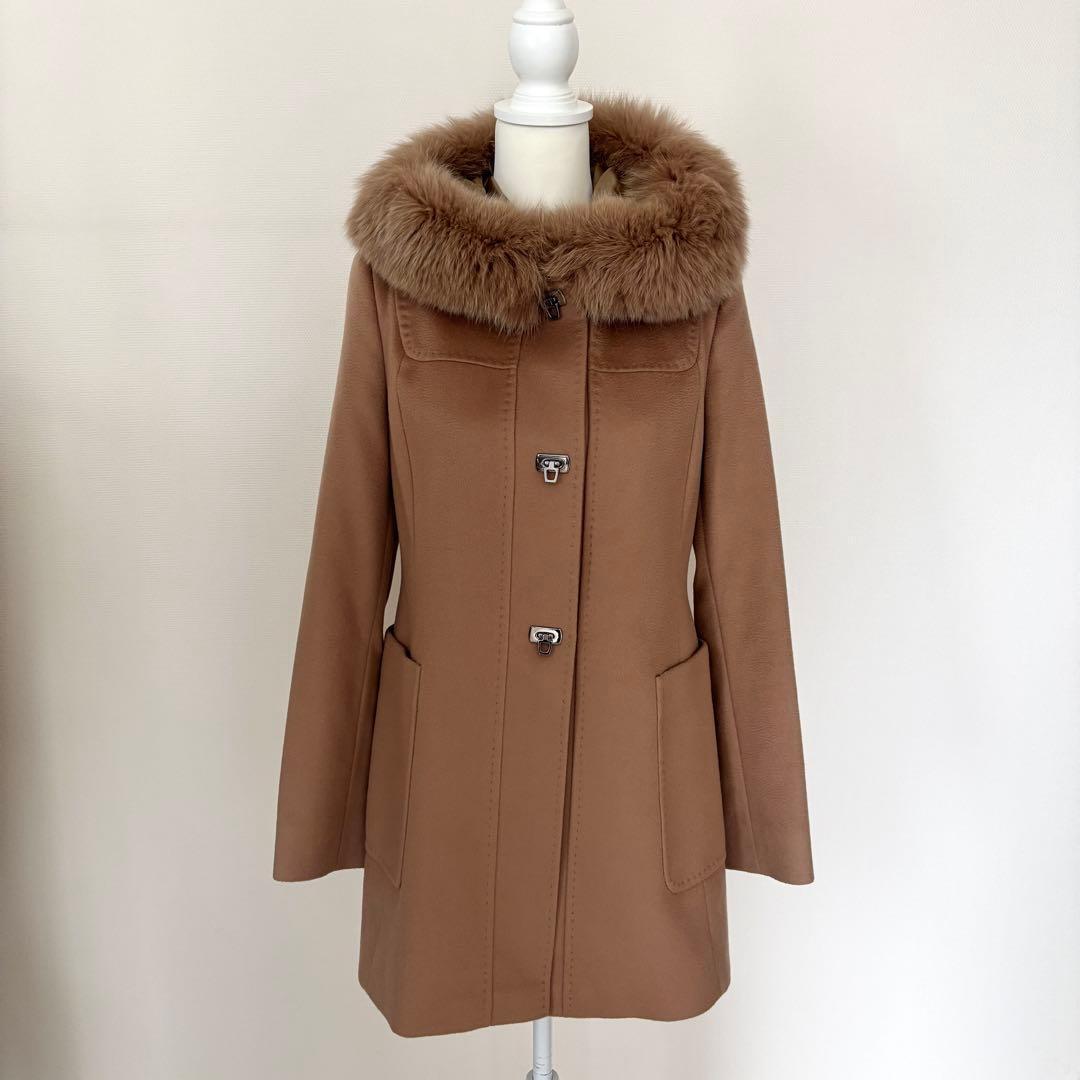 Max Mara Studio Hood with Fur Finest Wool Coat — view 3