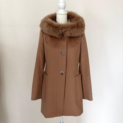 Max Mara Studio Hood with Fur Finest Wool Coat — view 3