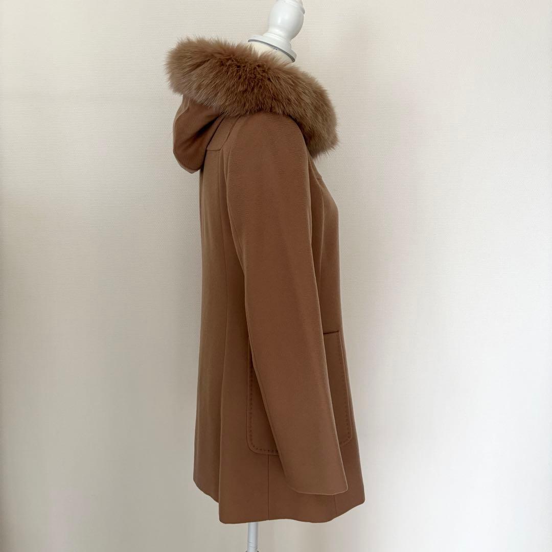 Max Mara Studio Hood with Fur Finest Wool Coat — view 5
