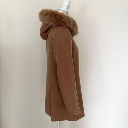 Max Mara Studio Hood with Fur Finest Wool Coat — view 5