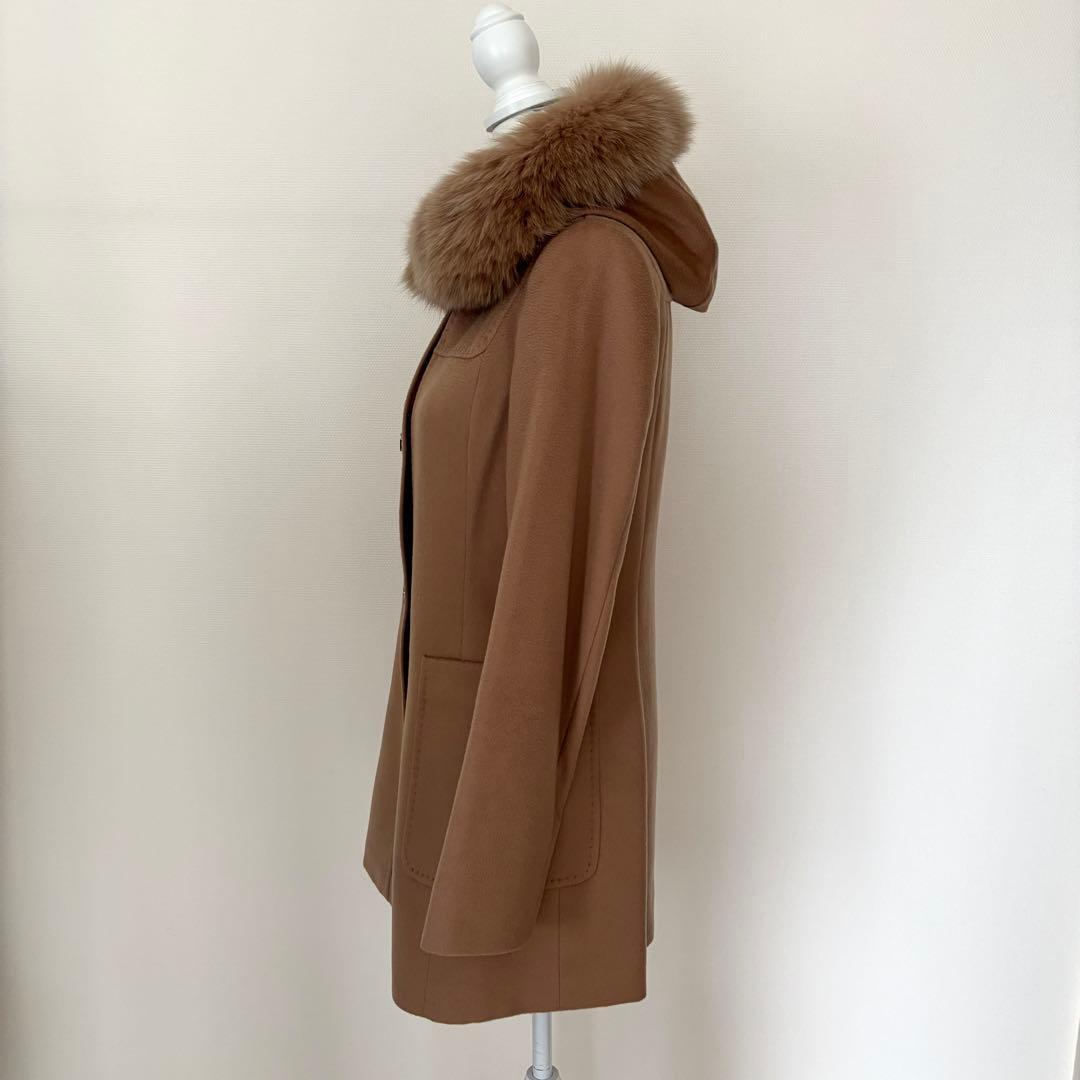 Max Mara Studio Hood with Fur Finest Wool Coat — view 6