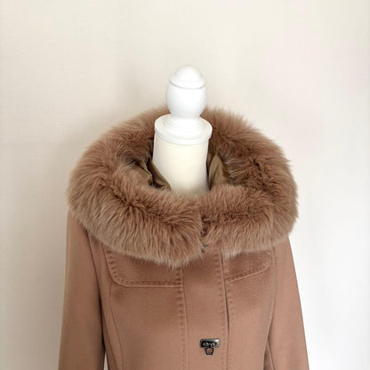 Max Mara Studio Hood with Fur Finest Wool Coat — view 7