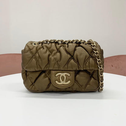 Chanel Quilted CC Logo Bubble Quilt Lambskin Shoulder Bag