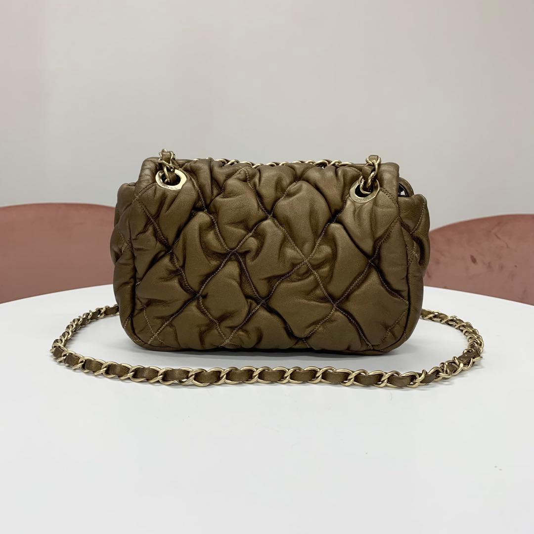 Chanel Quilted CC Logo Bubble Quilt Lambskin Shoulder Bag — view 3