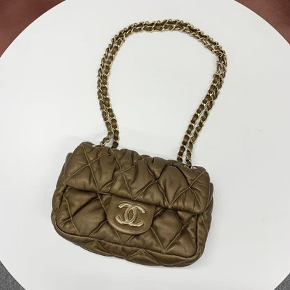 Chanel Quilted CC Logo Bubble Quilt Lambskin Shoulder Bag — view 5