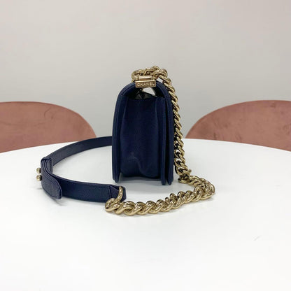Chanel Boy 20 Caviar Leather CC Logo V-stitch Bag — view 2