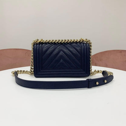 Chanel Boy 20 Caviar Leather CC Logo V-stitch Bag — view 3
