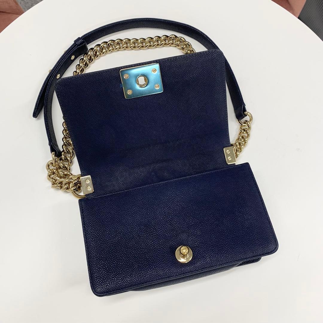 Chanel Boy 20 Caviar Leather CC Logo V-stitch Bag — view 6