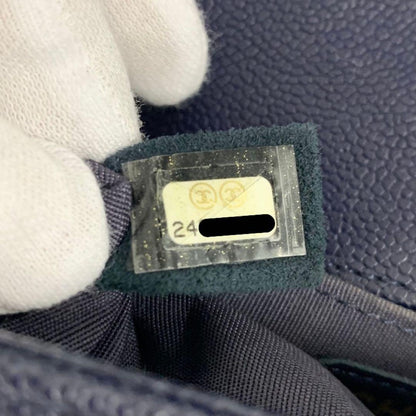 Chanel Boy 20 Caviar Leather CC Logo V-stitch Bag — view 8