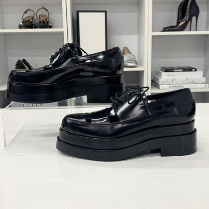 Hermes Leather Thick Sole Loafer Black