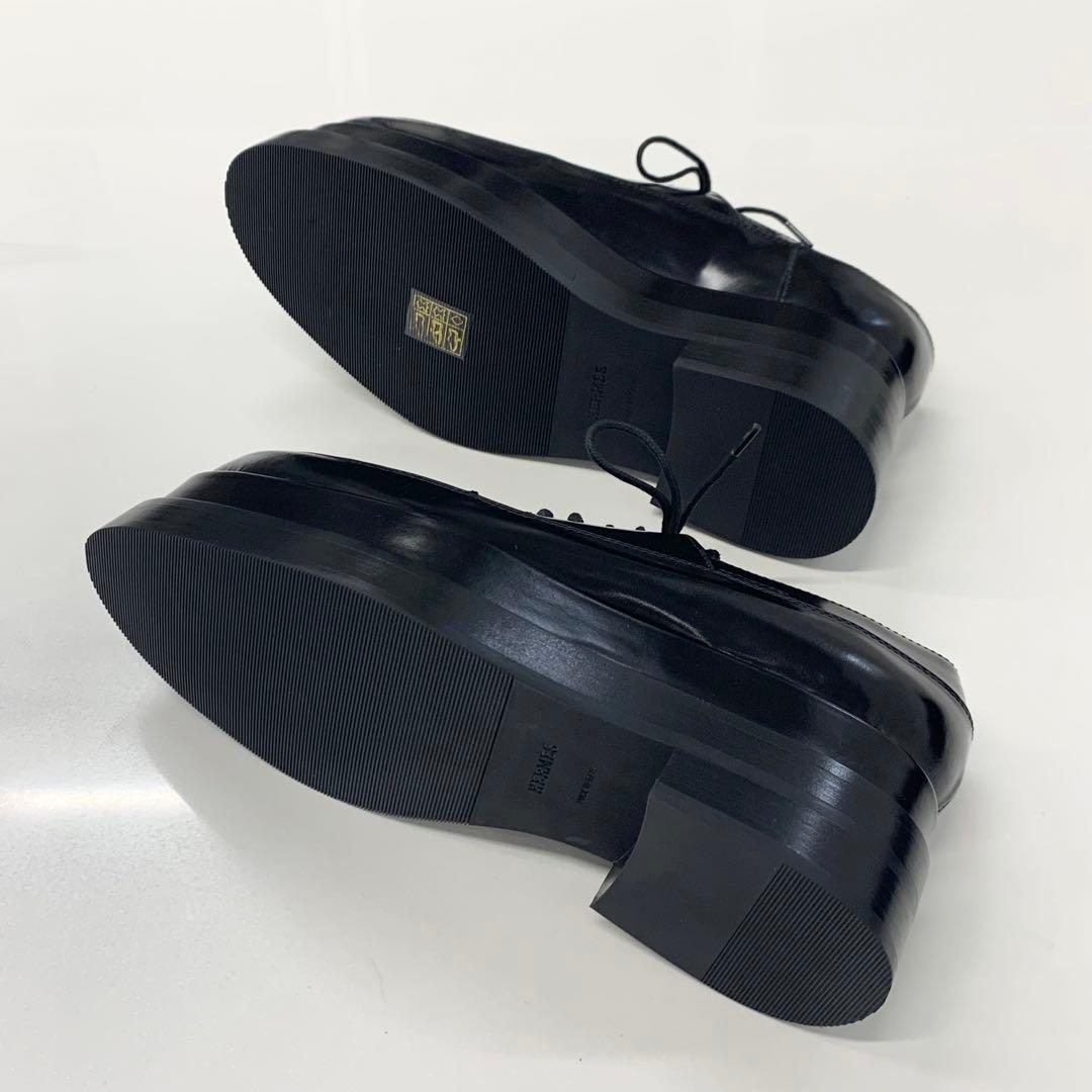Hermes Leather Thick Sole Loafer Black