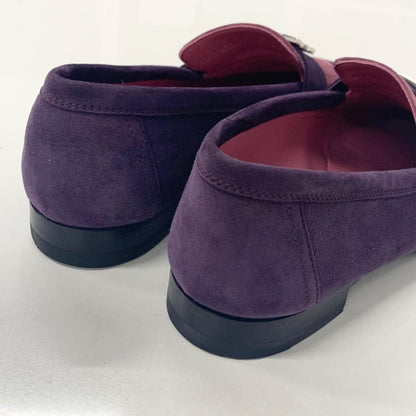 Hermes Royale Suede Hhardware Fringe Loafers Purple Pink
