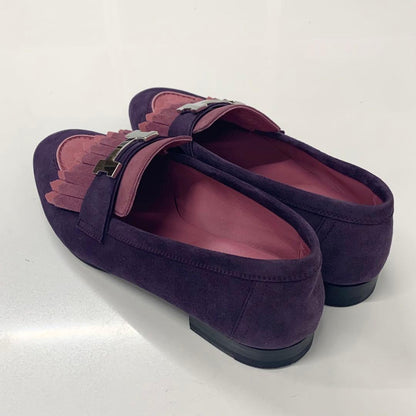 Hermes Royale Suede Hhardware Fringe Loafers Purple Pink