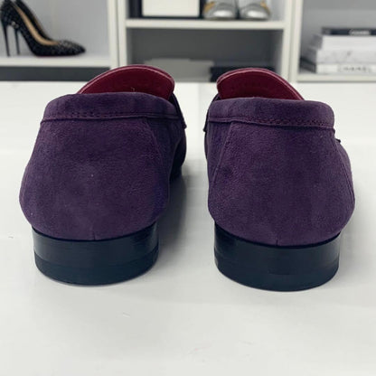 Hermes Royale Suede Hhardware Fringe Loafers Purple Pink