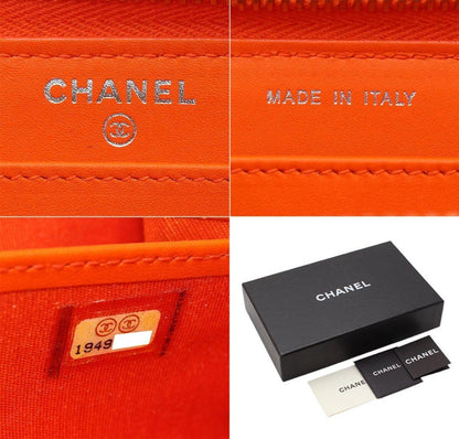 Chanel Patent Leather Coco Mark Round Zipper Long Wallet