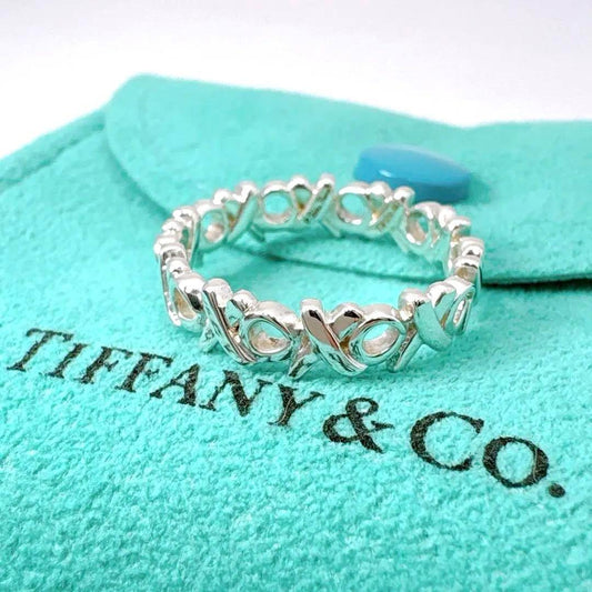 Tiffany & Co Love & Kiss Narrow Ring #10 925 Silver