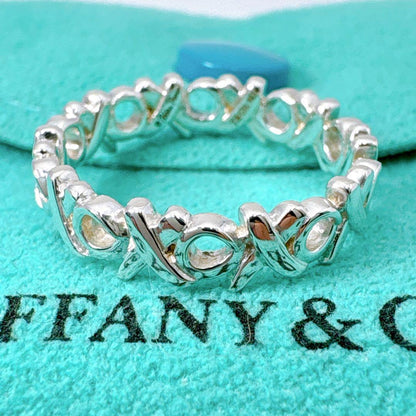 Tiffany & Co Love & Kiss Narrow Ring #10 925 Silver