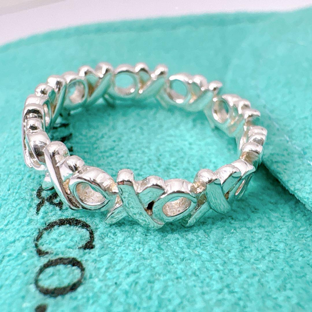 Tiffany & Co Love & Kiss Narrow Ring #10 925 Silver