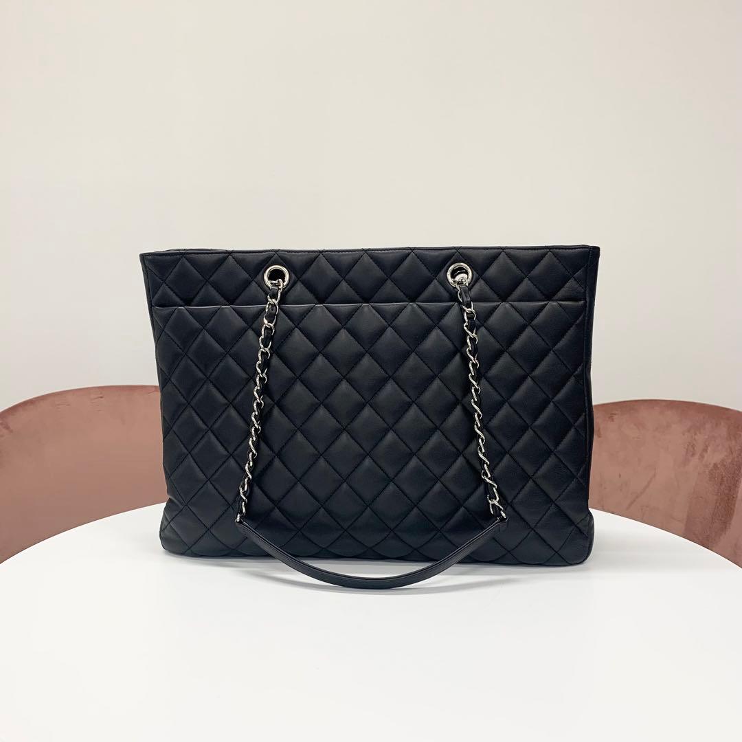Chanel CC Logo Quilted Lambskin Turnlock Chain Tote