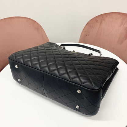 Chanel CC Logo Quilted Lambskin Turnlock Chain Tote