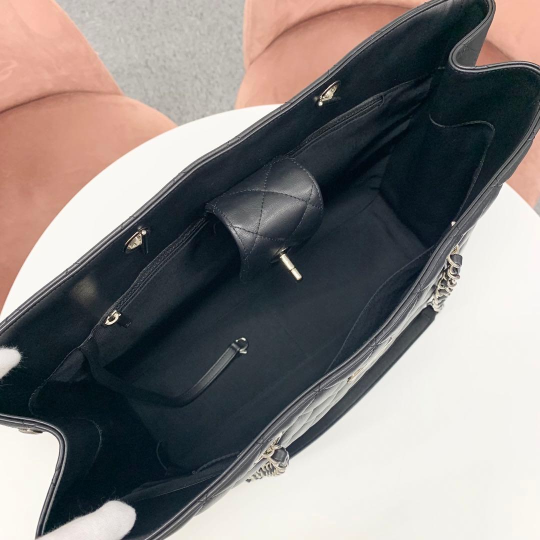 Chanel CC Logo Quilted Lambskin Turnlock Chain Tote