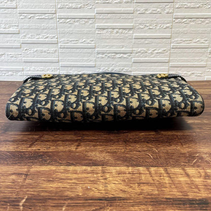 Dior Trotter Canvas Leather Hand Bag Navy — view 4