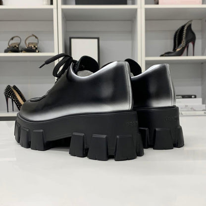 Prada Monolith Leather Logo Lace Up Shoes — view 5