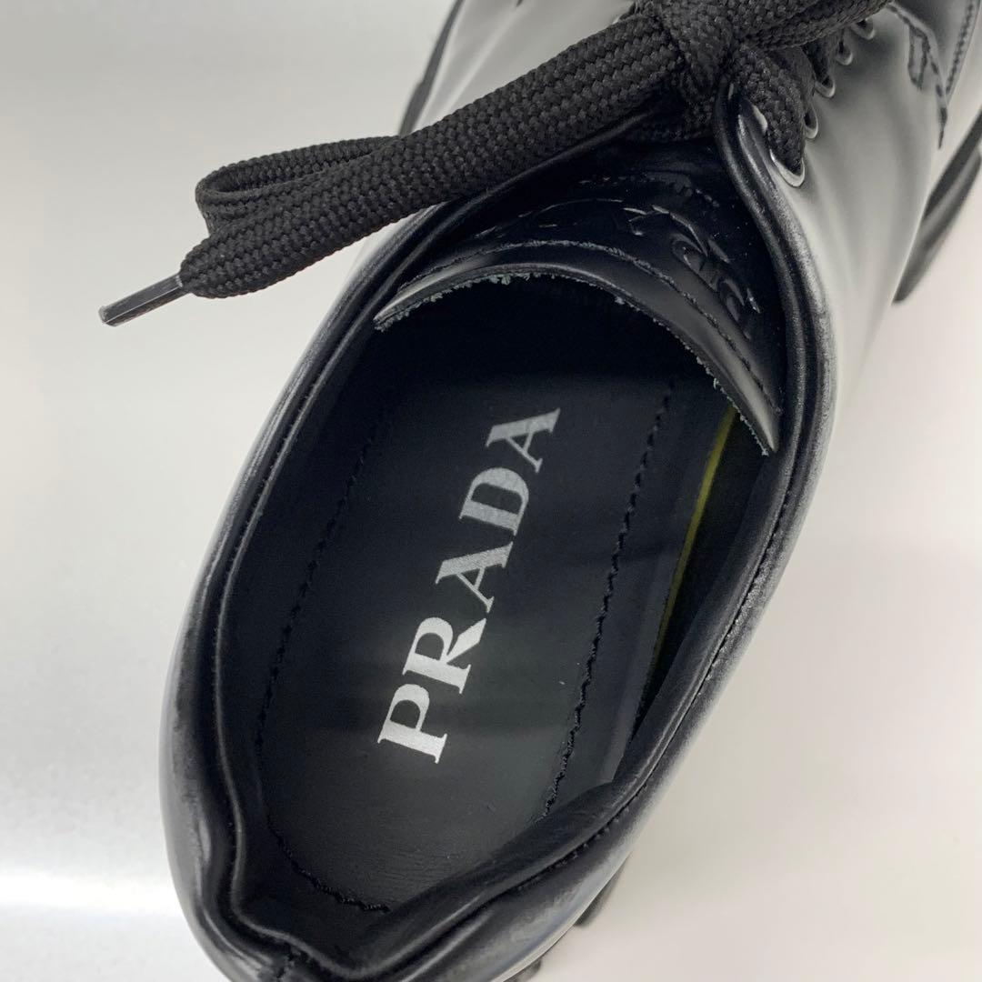 Prada Monolith Leather Logo Lace Up Shoes — view 8