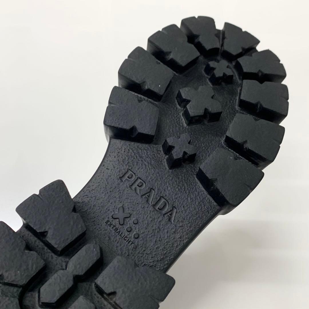 Prada Monolith Leather Logo Lace Up Shoes — view 9