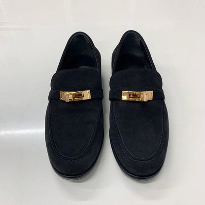 Hermes Destin Suede Kelly Loafers Black — view 2