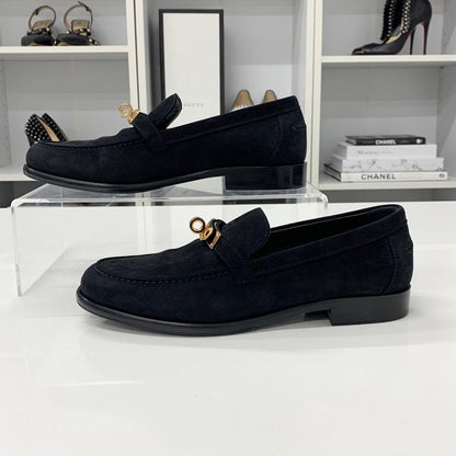 Hermes Destin Suede Kelly Loafers Black — view 3