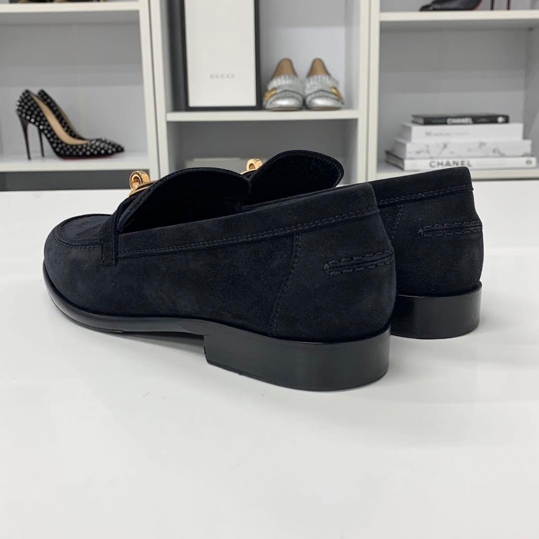 Hermes Destin Suede Kelly Loafers Black — view 4