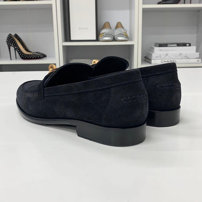 Hermes Destin Suede Kelly Loafers Black — view 4
