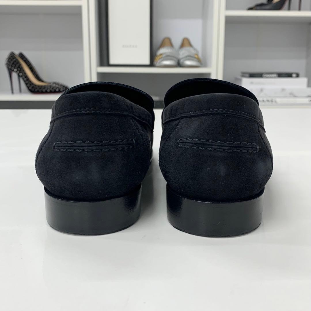 Hermes Destin Suede Kelly Loafers Black — view 5