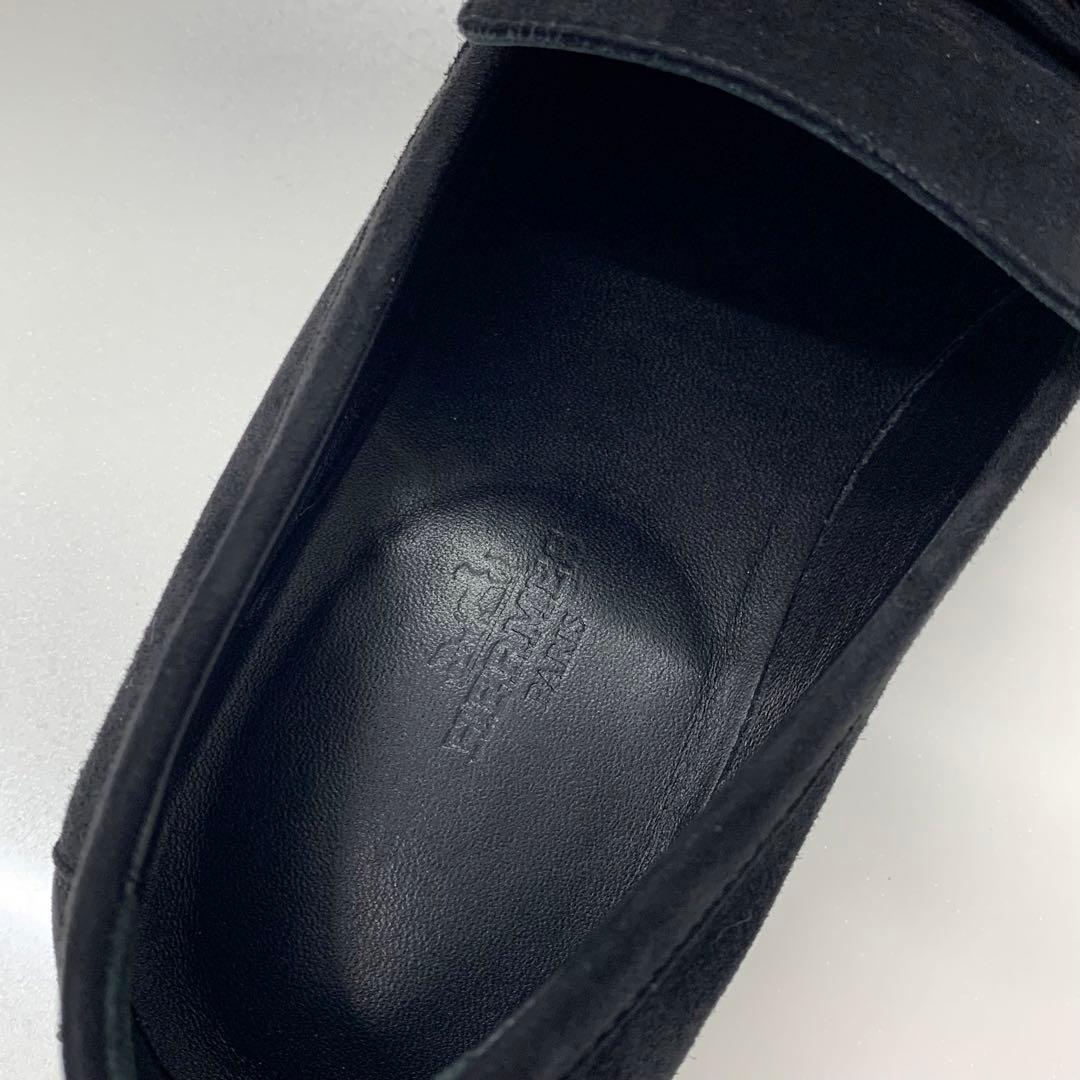 Hermes Destin Suede Kelly Loafers Black — view 7