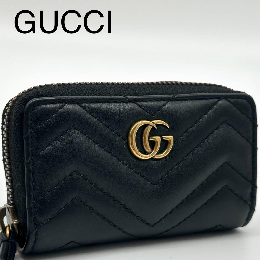Gucci Marmont Quilted L-shaped Coin Purse Case Double