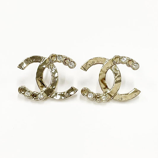 Chanel Earrings CC Logo Rhinestone Gold