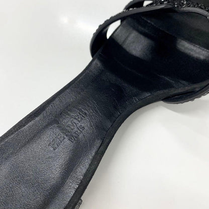 Hermes Oasis Leather Rhinestone Sandals Black — view 7