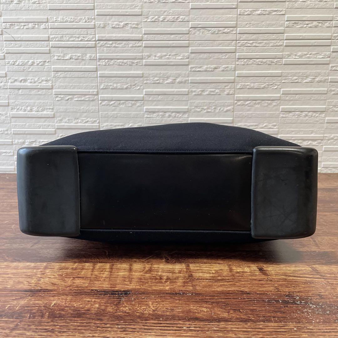 Prada Logo Cotton Leather Hand Shoulder Tote Black