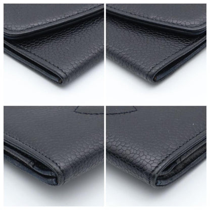 Chanel Jumbo CC Logo Bifold Wallet Caviar Leather Black Flap — view 8