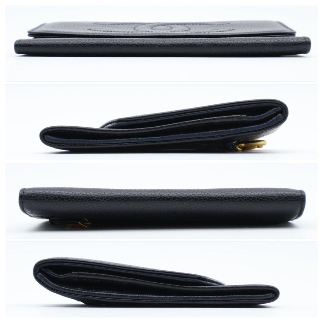 Chanel Jumbo CC Logo Bifold Wallet Caviar Leather Black Flap — view 9