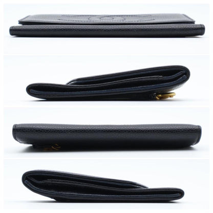 Chanel Jumbo CC Logo Bifold Wallet Caviar Leather Black Flap — view 9
