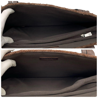 Chanel Boa Leather Logo Hand Tote Brown