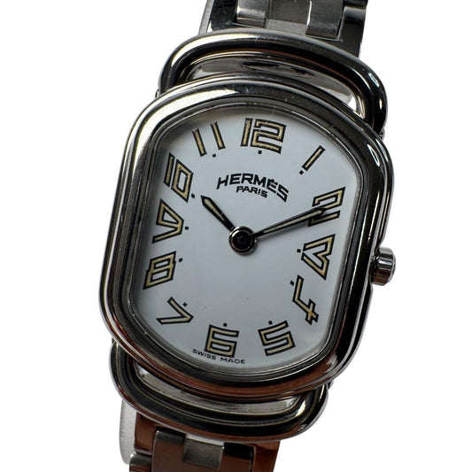 Hermes Watch Rallye White Dial SS Quartz