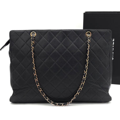 Chanel Quilted Big Coco Chain Tote Gold Caviar Leather — view 2
