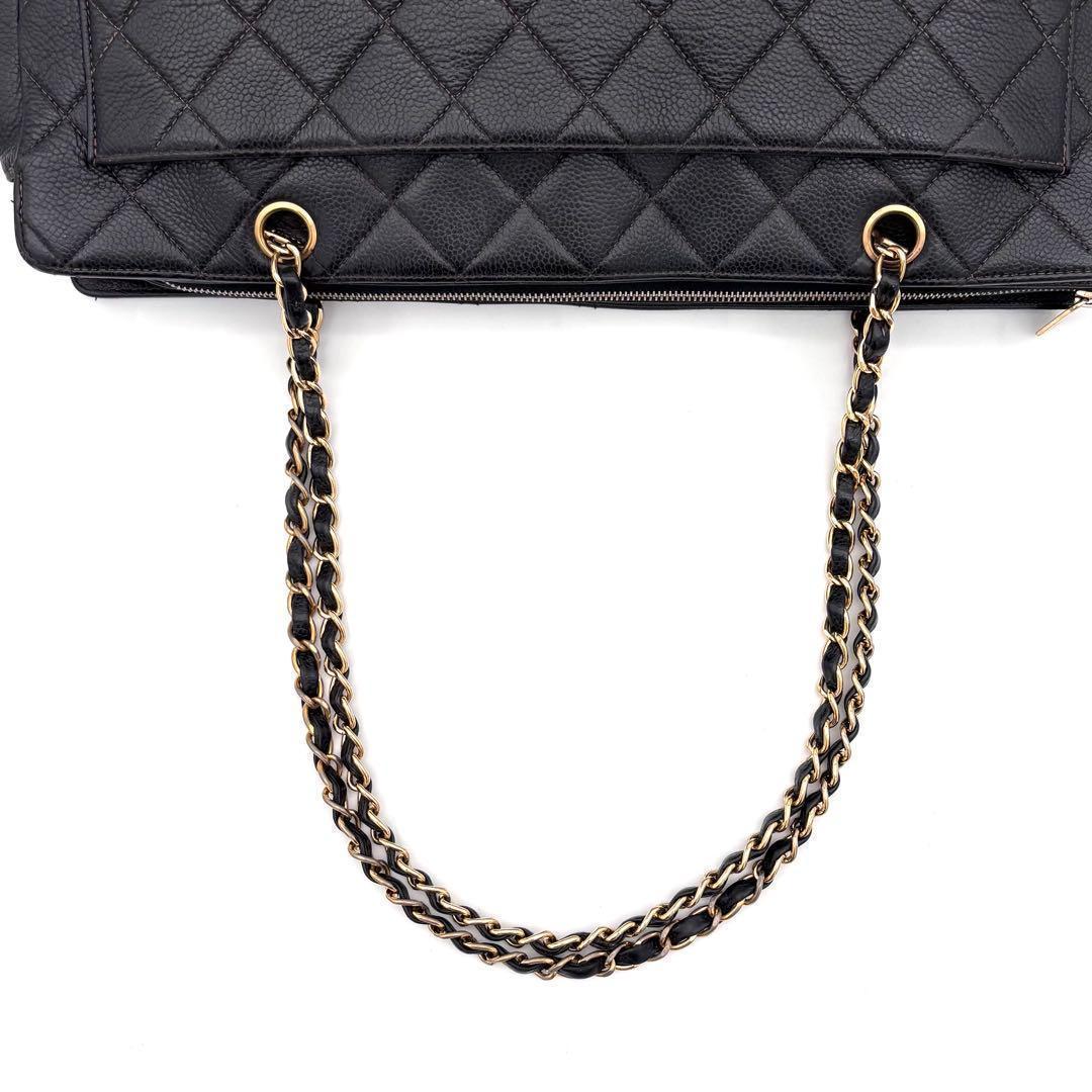 Chanel Quilted Big Coco Chain Tote Gold Caviar Leather — view 5